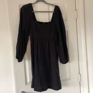 J. Crew Black Cotton Long Sleeve Dress